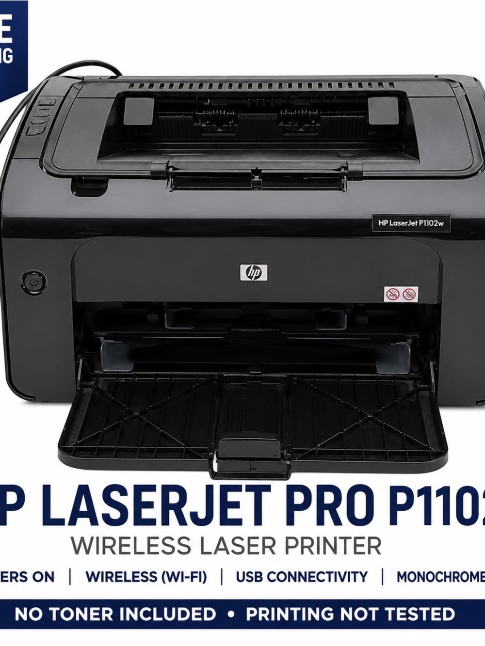 HP LaserJet Pro P1102w Wireless Laser Printer Powers On No Toner Untested